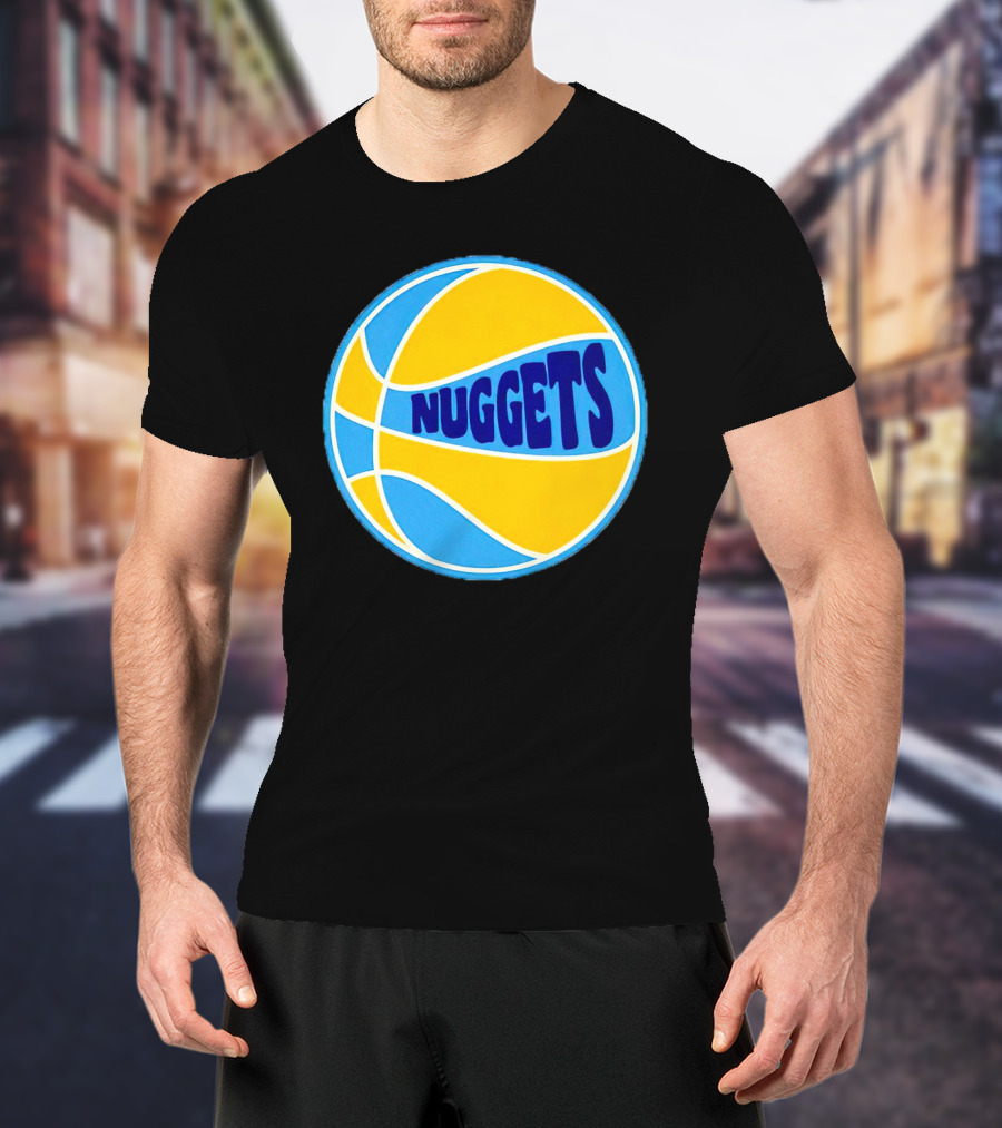 Nuggets Retro Blue And Yellow Basketball T-Shirt