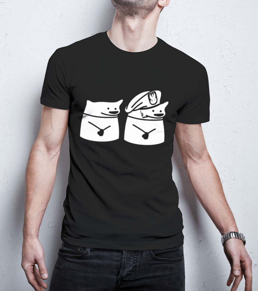 Fella Sock Whimsical Character Duo With Captain Hat T-Shirt