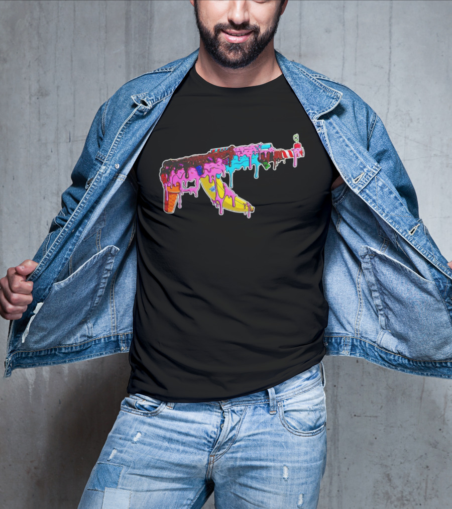 Ice Cream AK-47 Dripping Treats Colorful T-Shirt