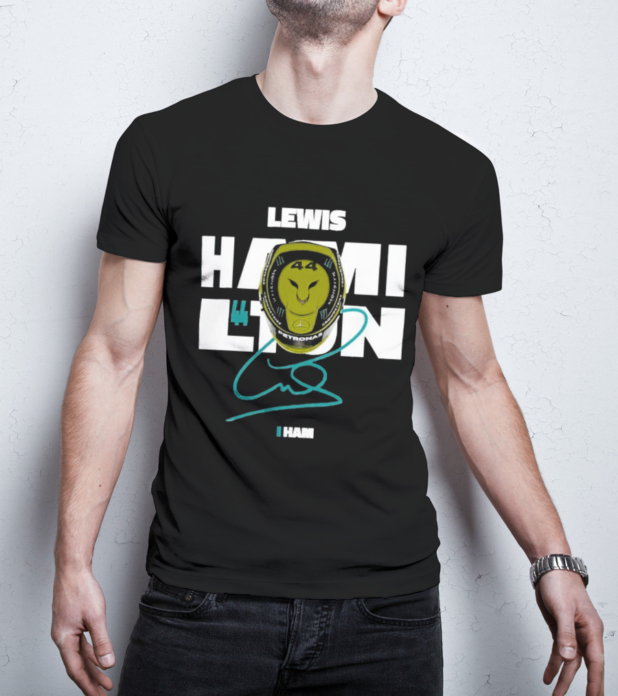 Lewis Hamilton 44 Monster Petronas Helmet Ham Signature T-Shirt