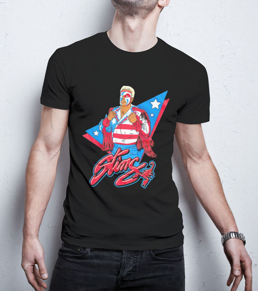 Sting USA Flag Wrestling Icon Scorpion Stars Stripes Retro Vibe T-Shirt