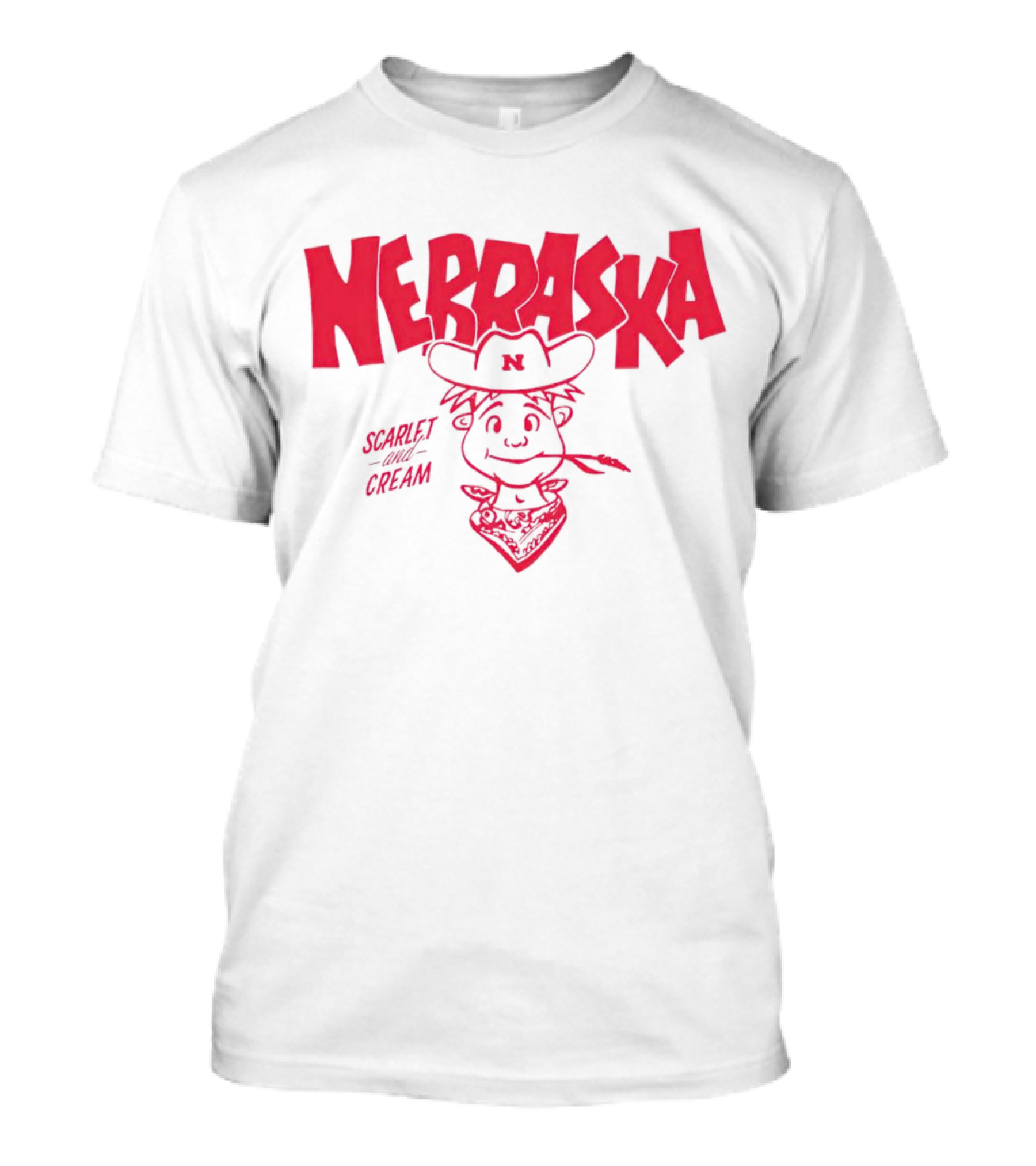 Nebraska Scarlet And Cream Herbie Husker Character T-Shirt
