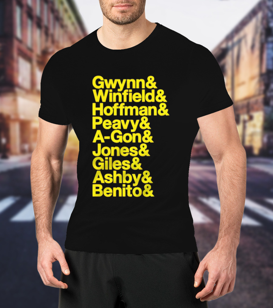 San Diego Baseball Gwynn Winfield Hoffman Peavy A-Gon Jones Giles Ashby Benito T-Shirt