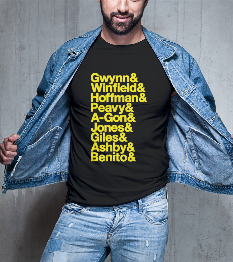 San Diego Baseball Gwynn Winfield Hoffman Peavy A-Gon Jones Giles Ashby Benito T-Shirt