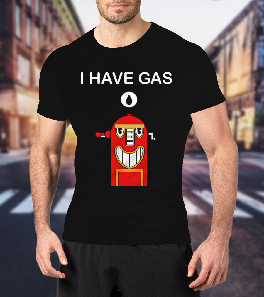 I Have Gas Nerd Geek Smiling Red Gas Pump T-Shirt