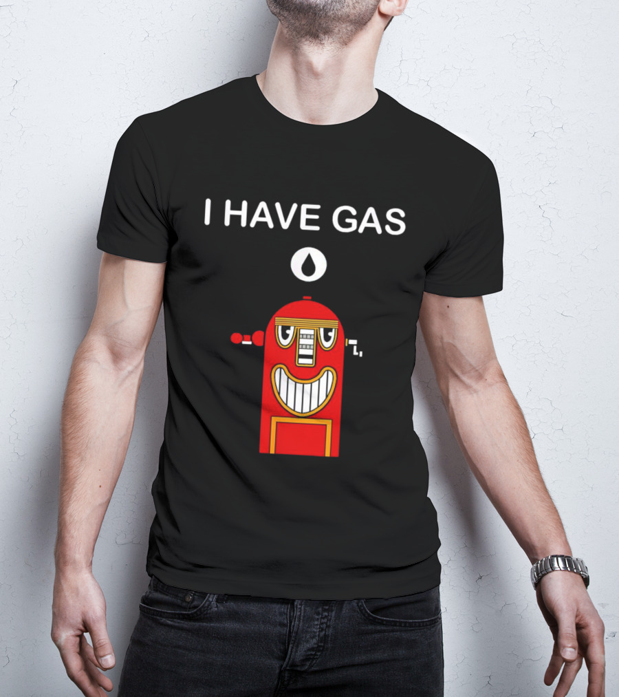 I Have Gas Nerd Geek Smiling Red Gas Pump T-Shirt