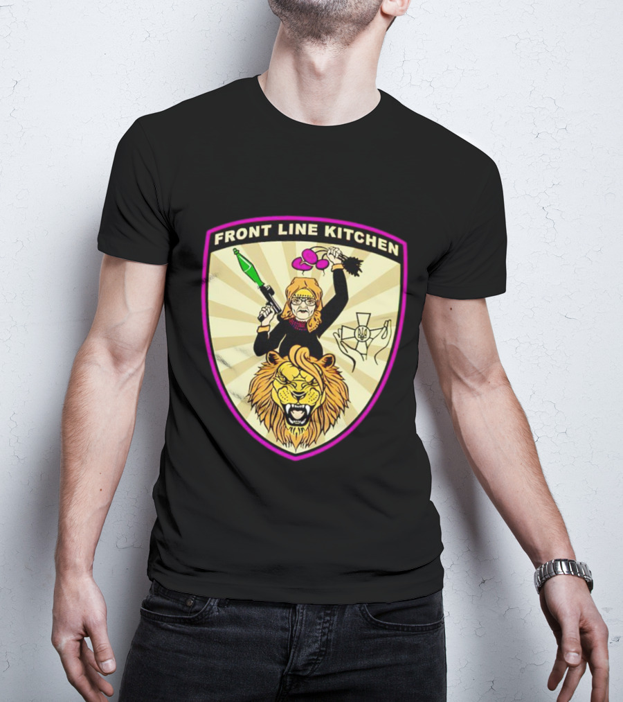 Front Line Kitchen Warrior With Viking Helmet And Lion Emblem T-Shirt