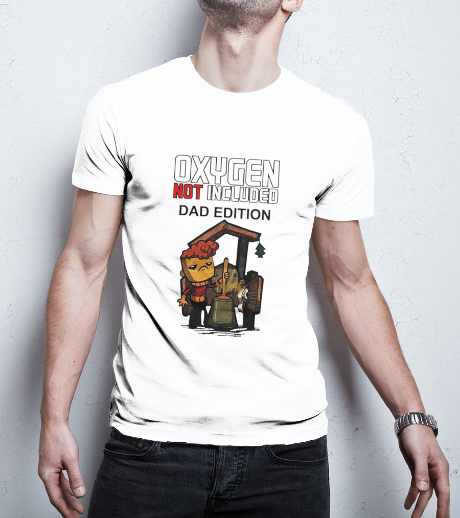 Oxygen Not Included Dad Edition Cartoon Character With Tool And Machine T-Shirt