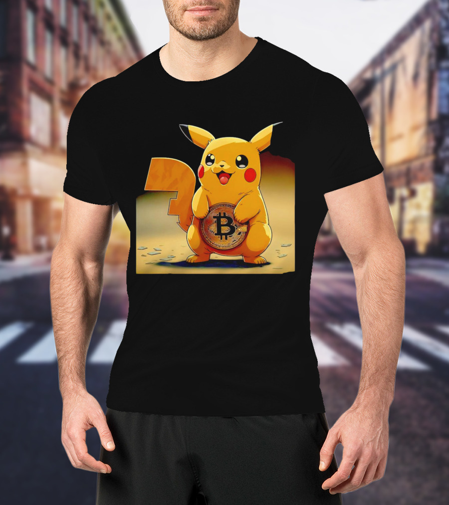 Pikacoin Bitcoin Pikachu Holding Cryptocurrency Coin T-Shirt