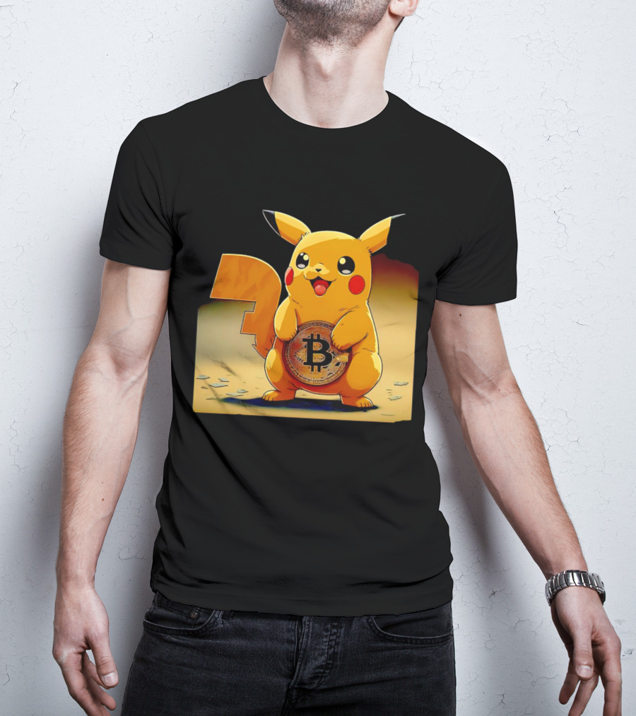 Pikacoin Bitcoin Pikachu Holding Cryptocurrency Coin T-Shirt