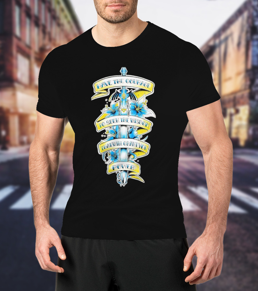 Legend Of Zelda Sword With Flowers And Inspirational Text T-Shirt