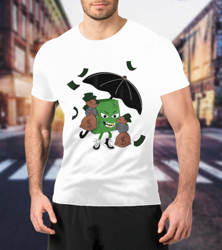 Money Man Holding Money Bags And Umbrella T-Shirt