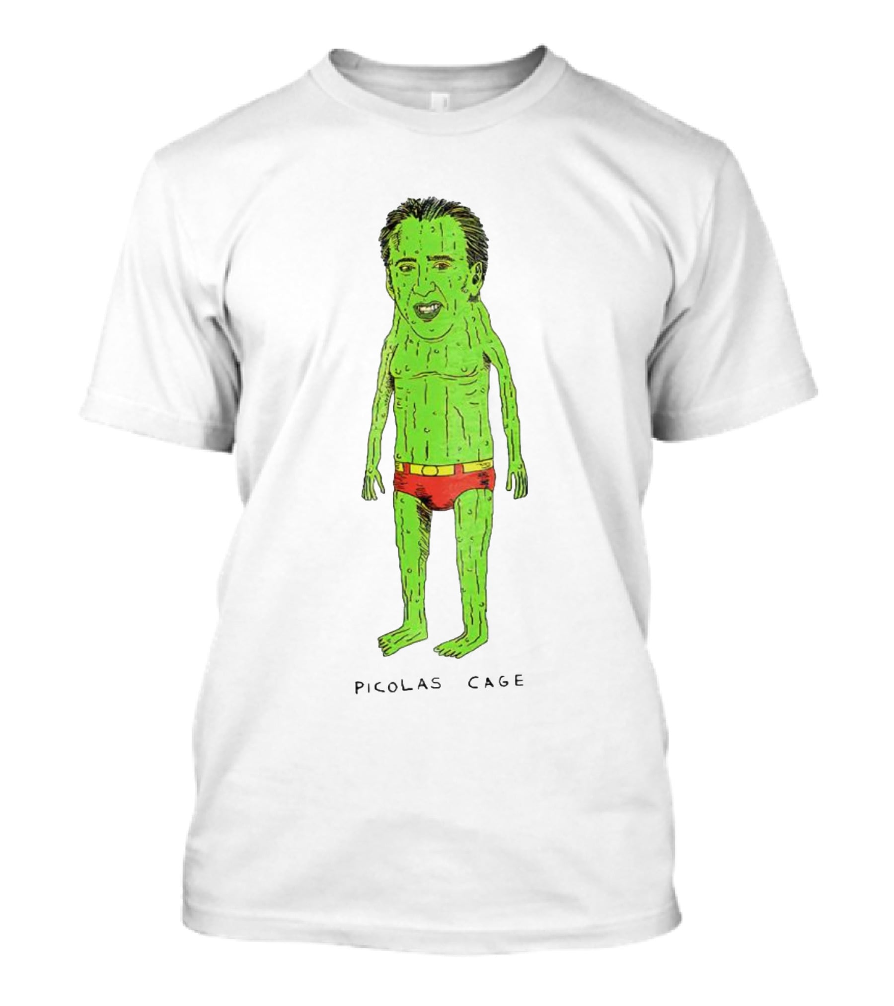 Picolas Cage Cucumber Cartoon Mashup T-Shirt