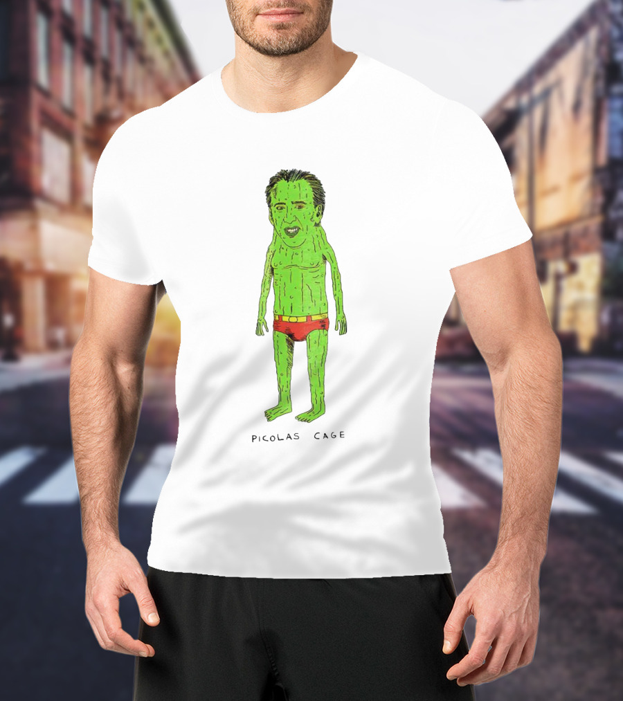 Picolas Cage Cucumber Cartoon Mashup T-Shirt