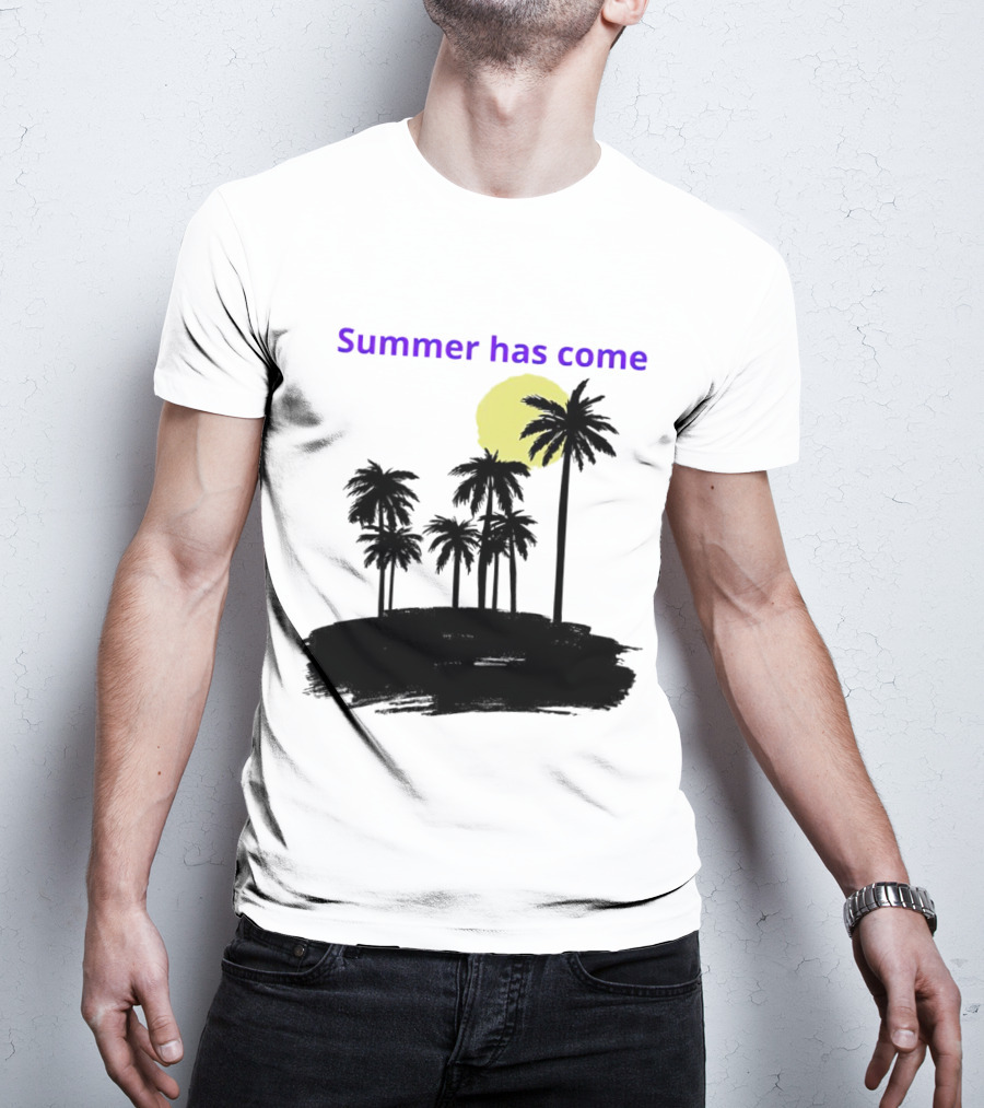 Summer Has Come Tropical Palm Silhouette Moonlit Evening T-Shirt