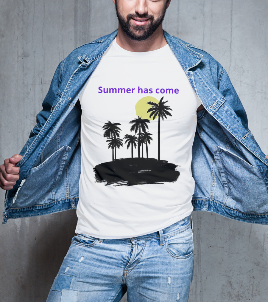 Summer Has Come Tropical Palm Silhouette Moonlit Evening T-Shirt