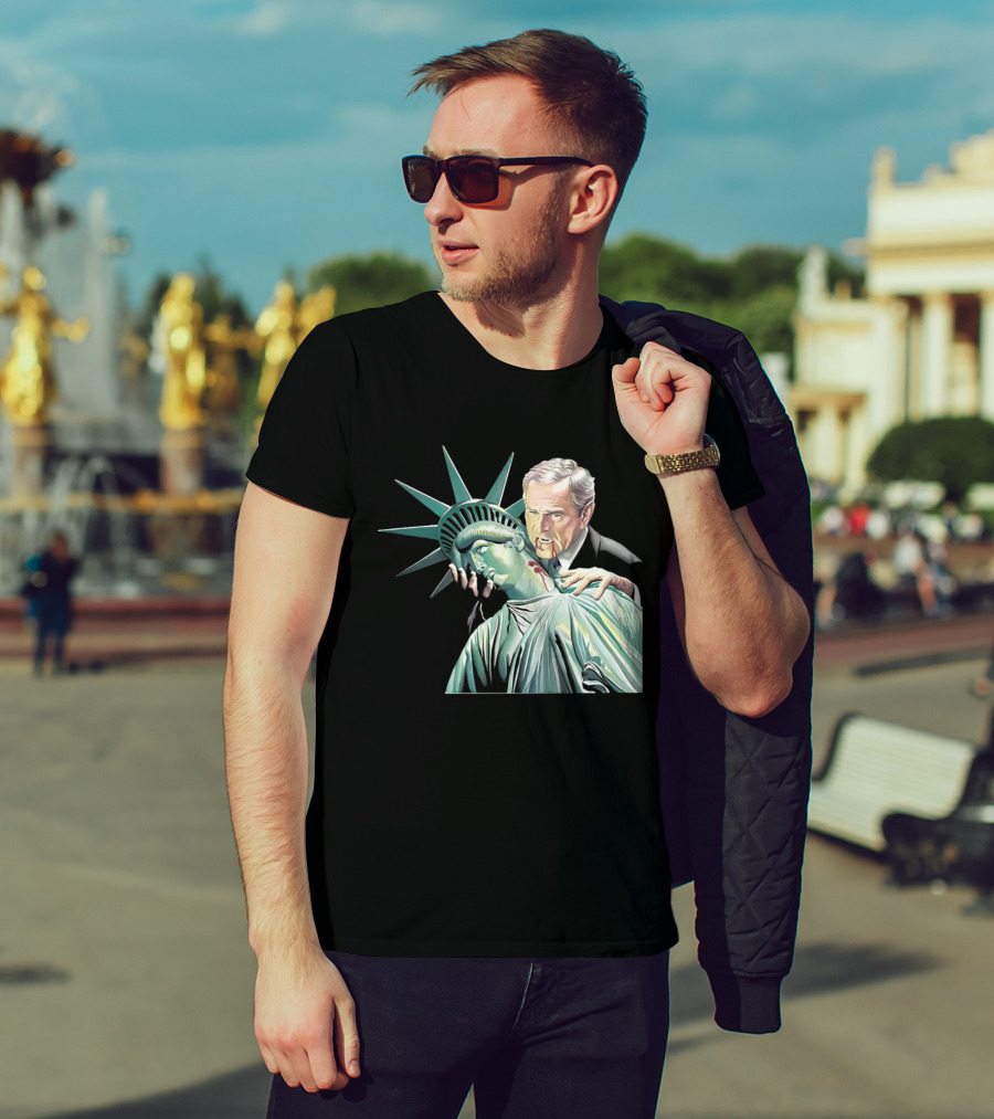 George Bush As Vampire Biting Statue Of Liberty T-Shirt