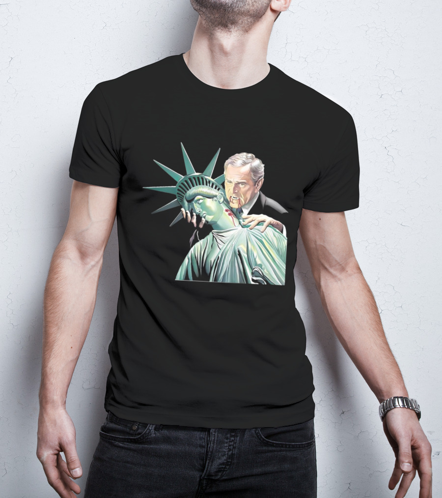 George Bush As Vampire Biting Statue Of Liberty T-Shirt