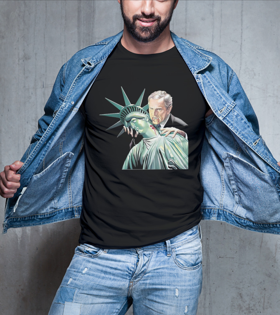 George Bush As Vampire Biting Statue Of Liberty T-Shirt