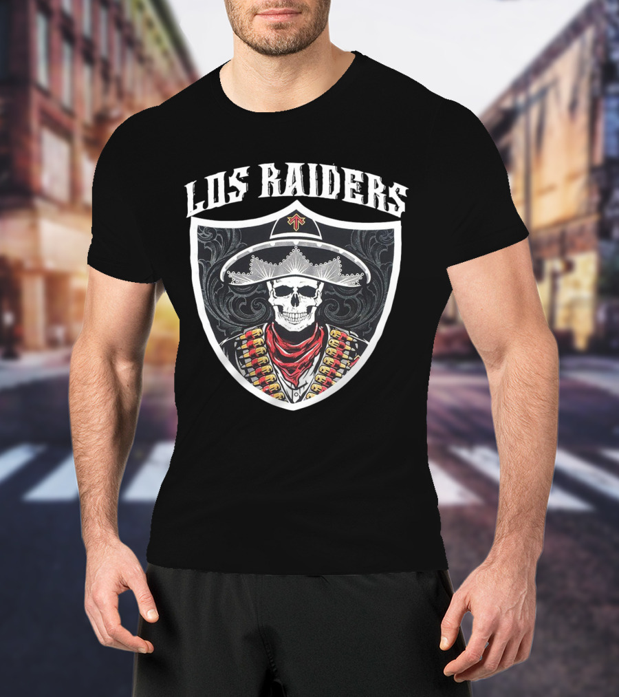 Los Raiders Sombrero Skull Shield T-Shirt