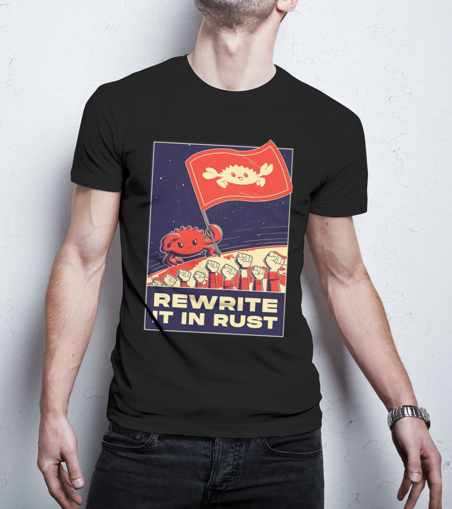 Rewrite It In Rust With Ferris Crab Flag Revolution T-Shirt