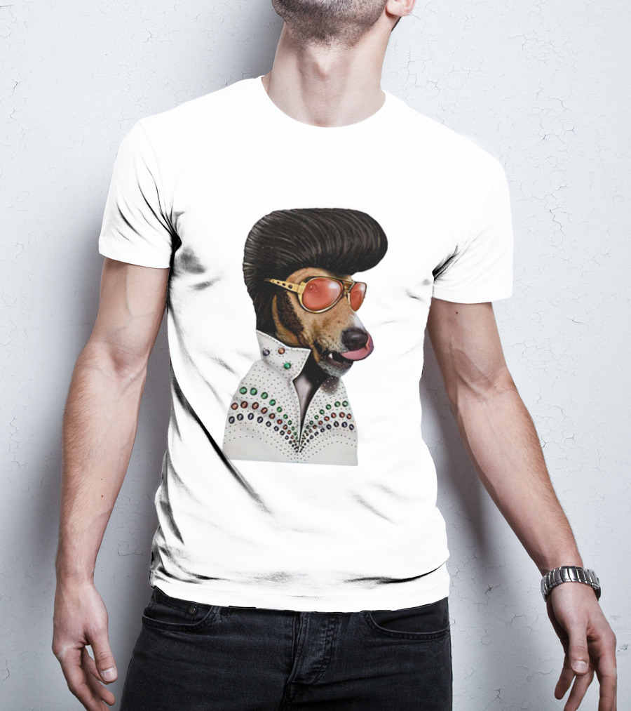 Elvis Dog Costume With Sunglasses And Rhinestone Jumpsuit T-Shirt