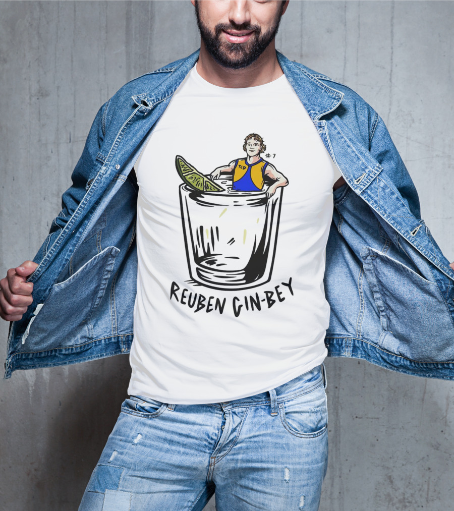 Reuben Gin-bey In West Coast Eagles Colors With Lime In Glass T-Shirt