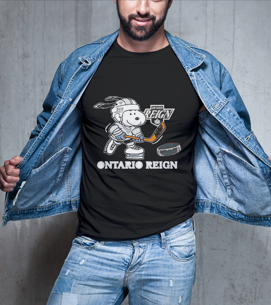 Snoopy Ontario Reign Hockey Player With Puck T-Shirt