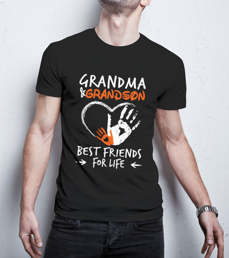 Grandma And Grandson Heart Handprints Best Friends For Life T-Shirt