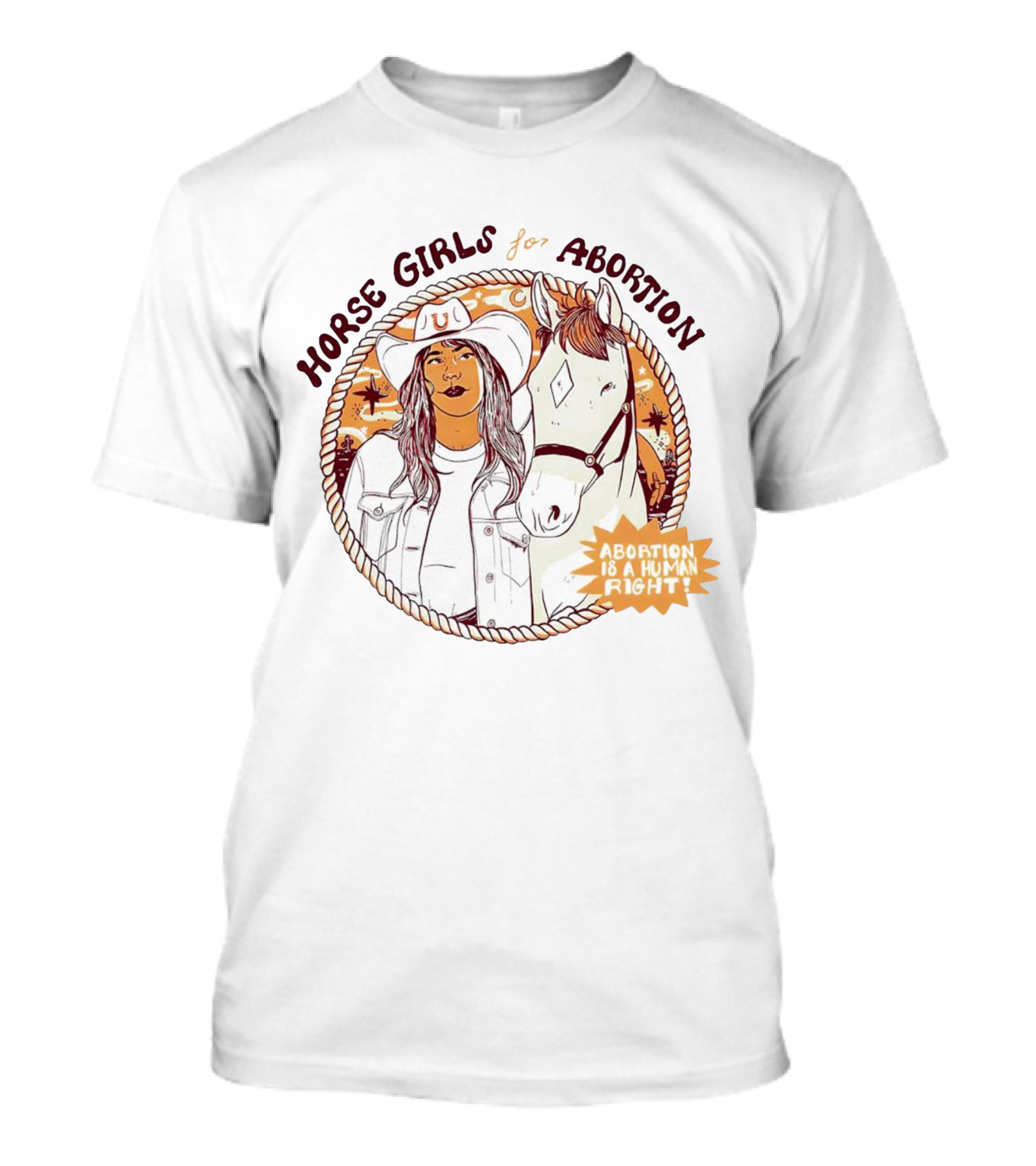 Horse Girls For Abortion Abortion Is A Human Right Cowgirl With Horsewestern T-Shirt