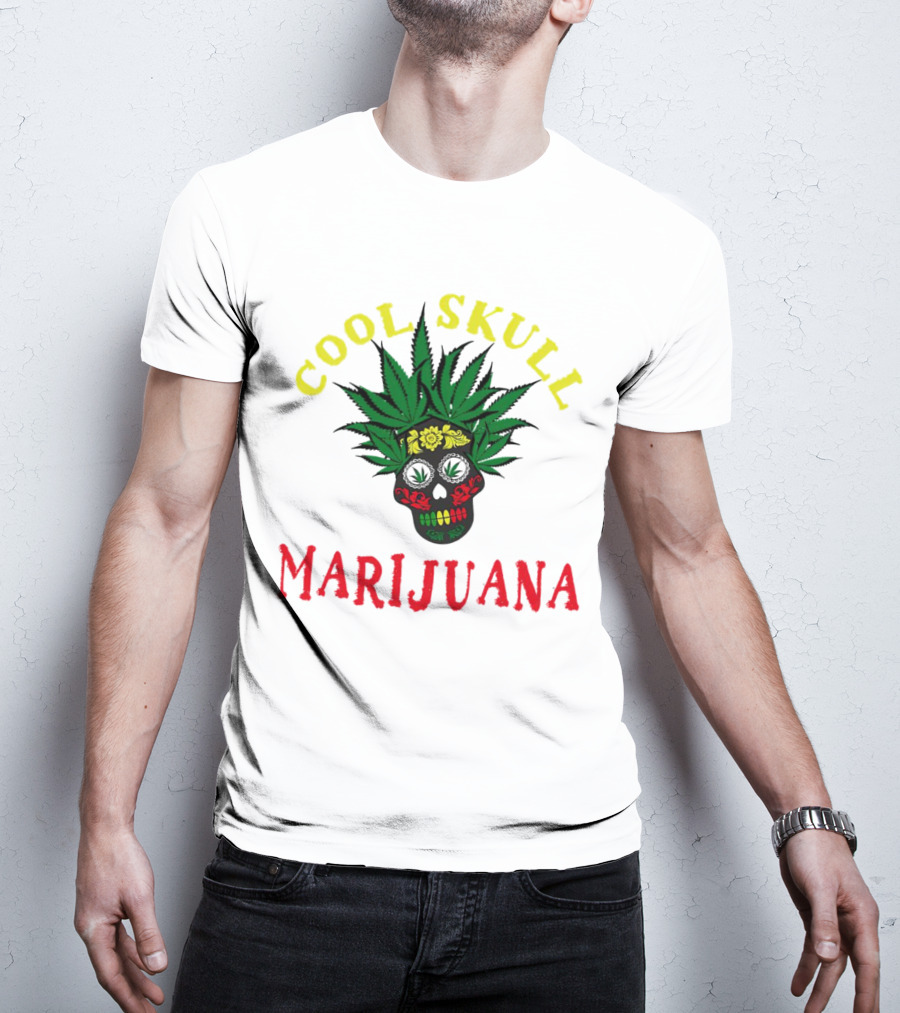 Cool Skull Marijuana Weed Lovers T-Shirt