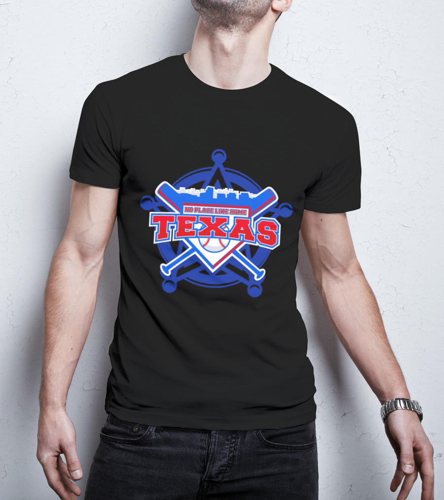 No Place Like Home Texas Baseball Crossed Bats And Ball T-Shirt