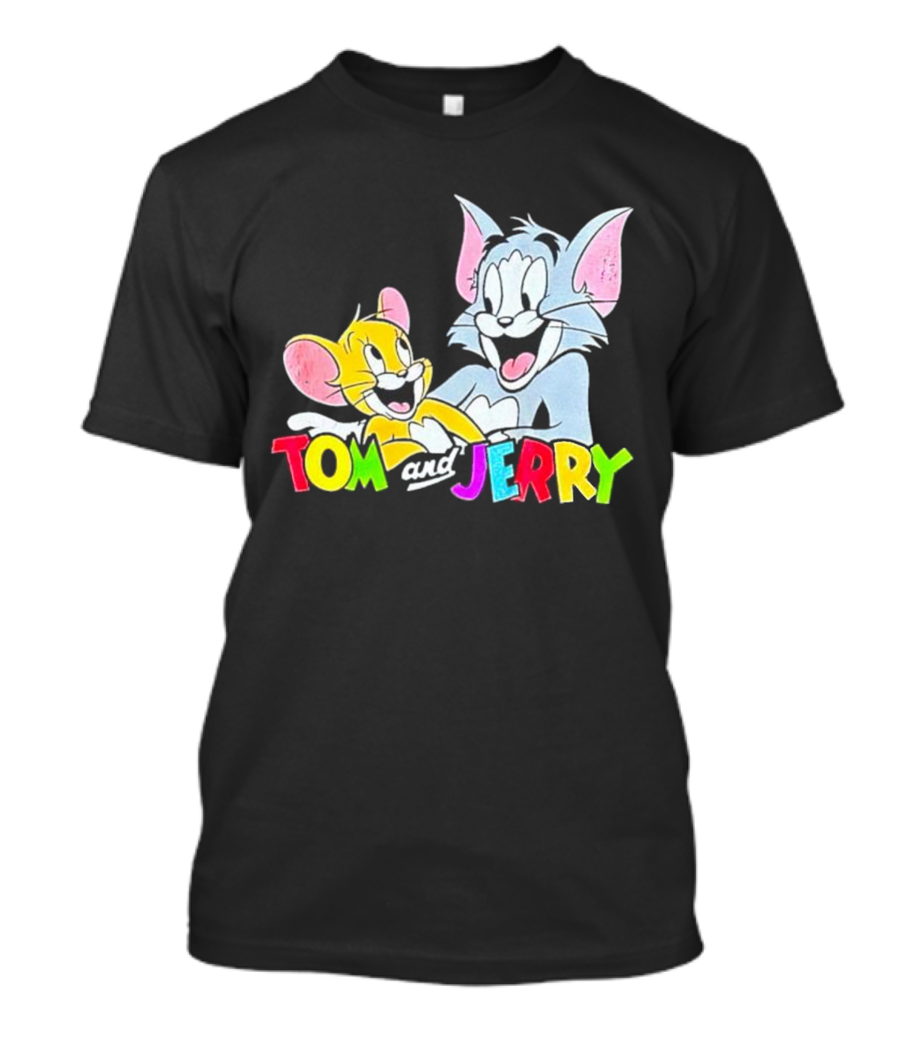 Tom And Jerry Colorful Smiling Cartoon Characters T-Shirt