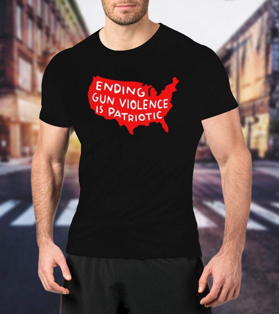 Ending Gun Violence Is Patriotic Red USA Map T-Shirt