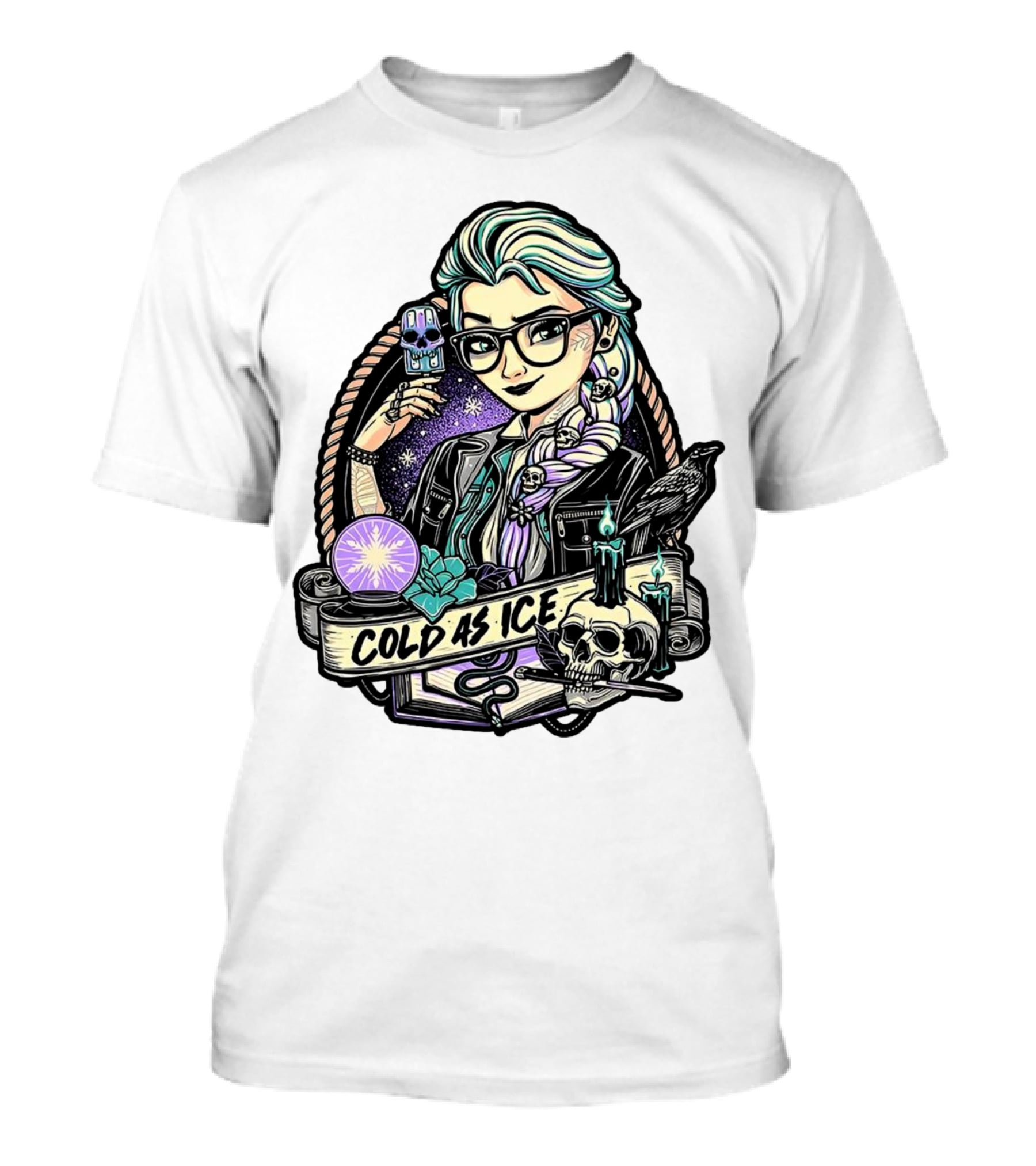 Frozen Elsa Cold As Ice Skull Raven Gothic Elements T-Shirt