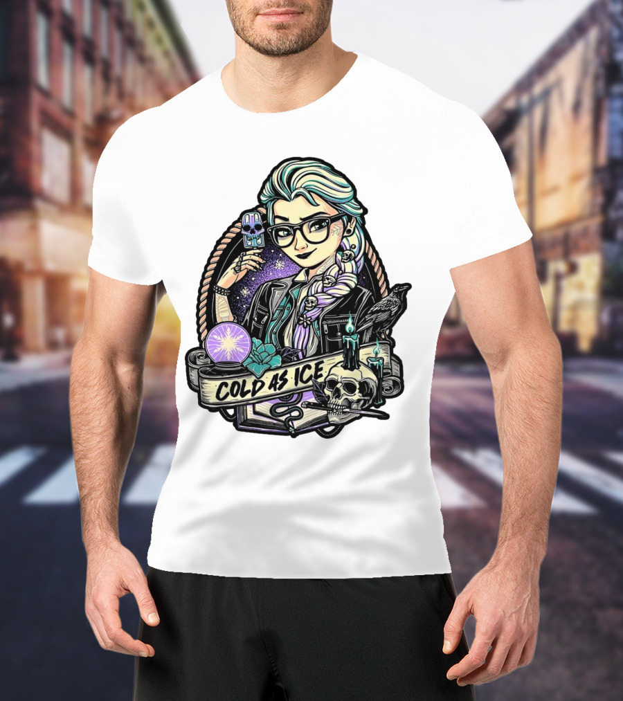 Frozen Elsa Cold As Ice Skull Raven Gothic Elements T-Shirt