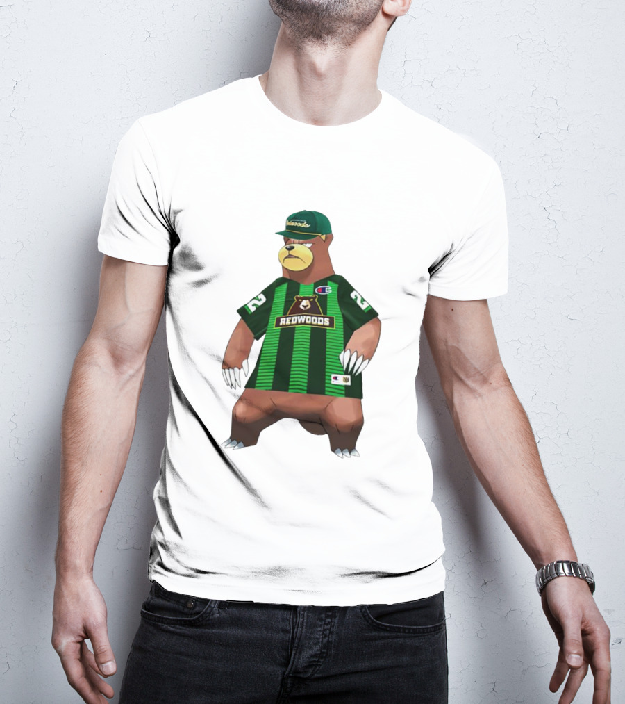 Redwoods Lacrosse Bear Mascot Green Jersey 22 T-Shirt