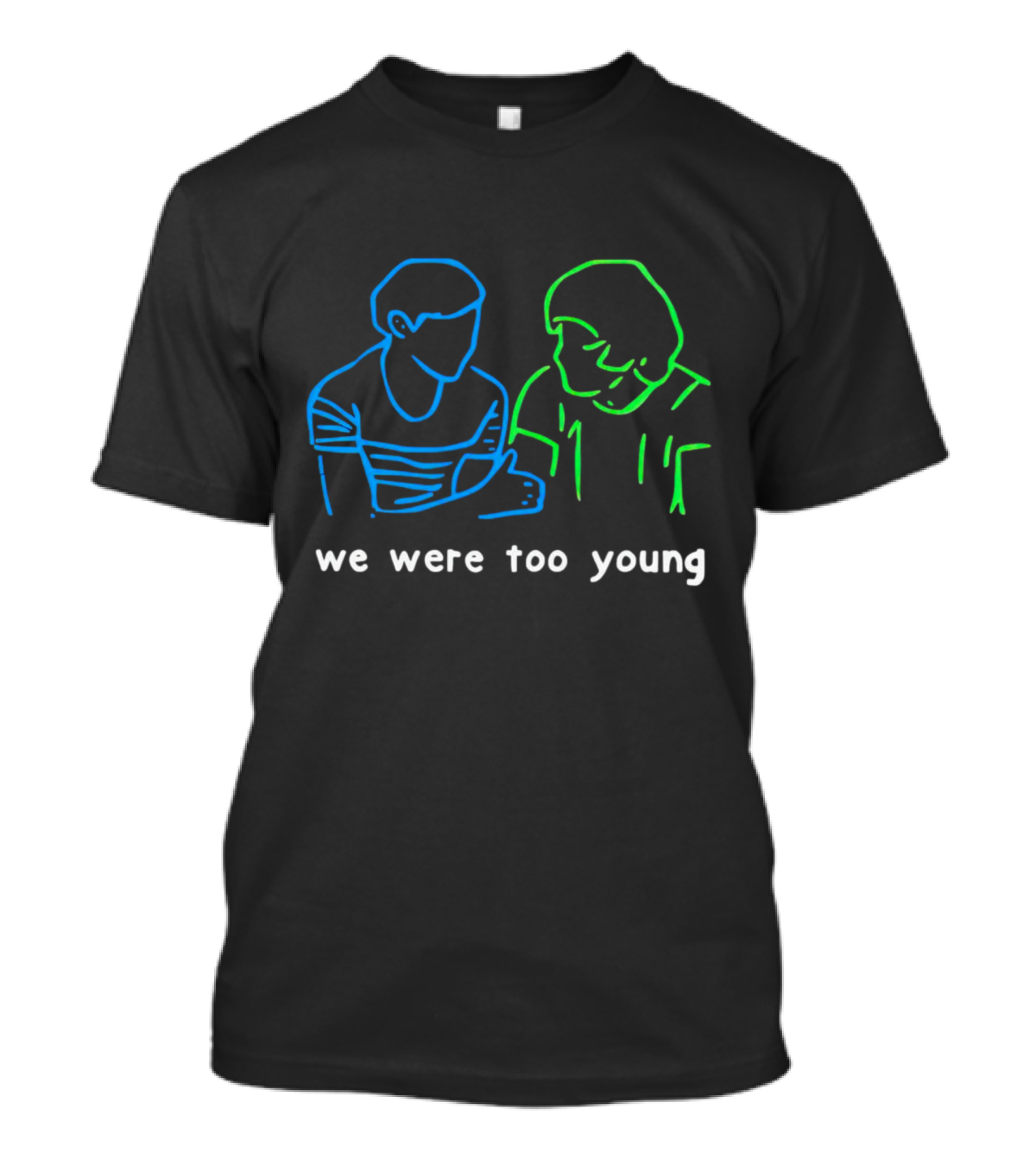 We Were Too Young Neon Outline Two People Conversation T-Shirt