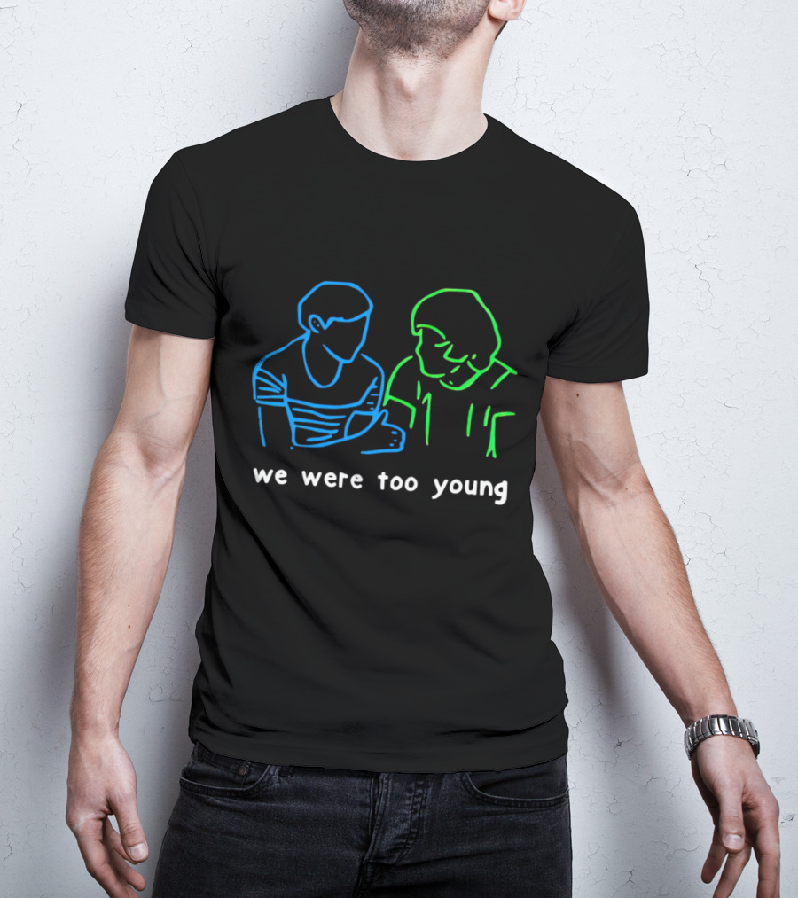 We Were Too Young Neon Outline Two People Conversation T-Shirt
