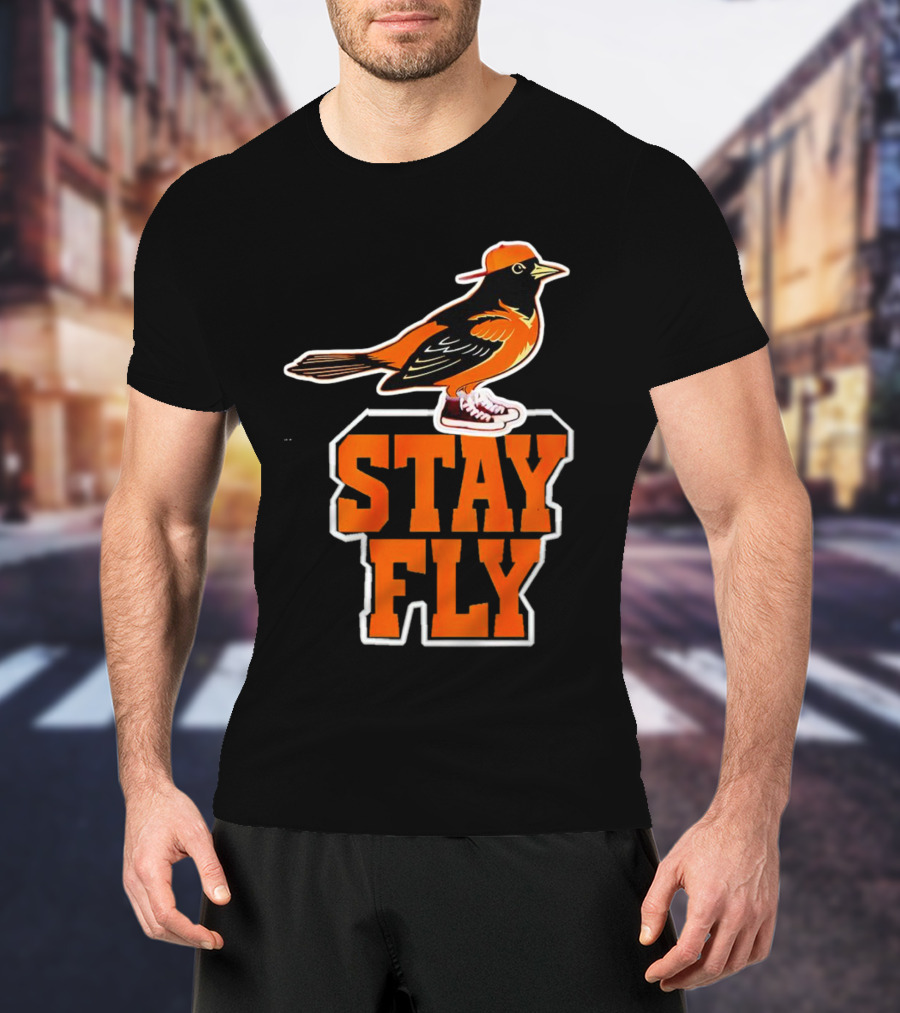 Baltimore Orioles Stay Fly Bird With Sneakers And Cap T-Shirt