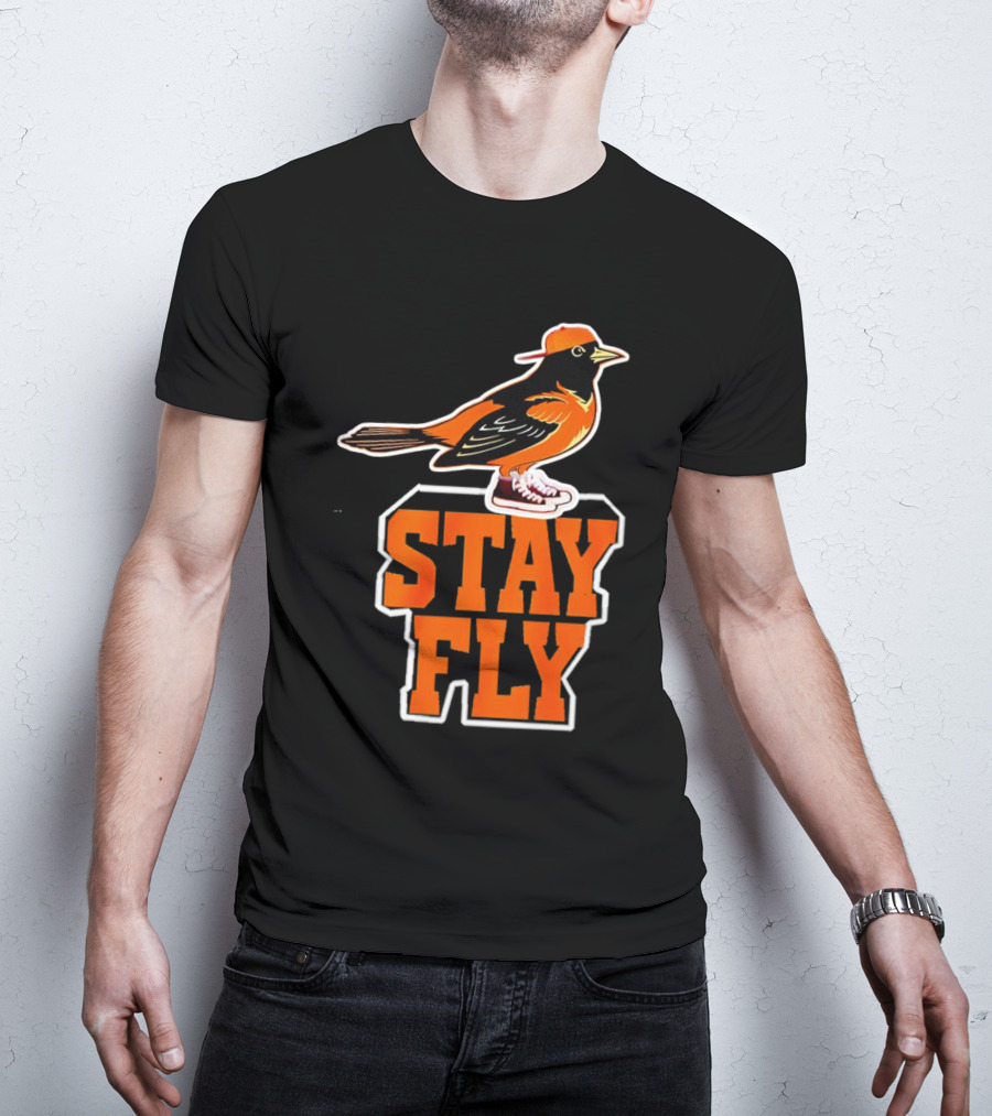 Baltimore Orioles Stay Fly Bird With Sneakers And Cap T-Shirt
