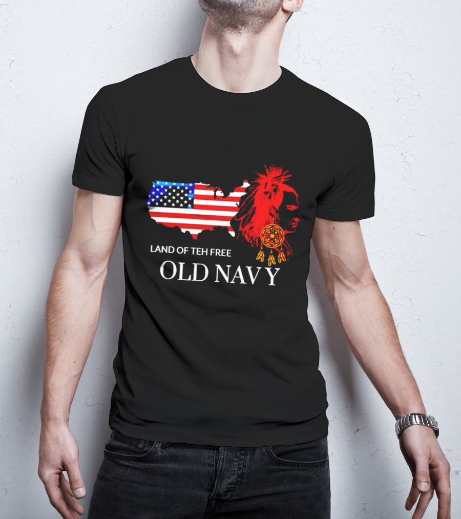 Land Of Teh Free Old Navy USA Flag Native American T-Shirt