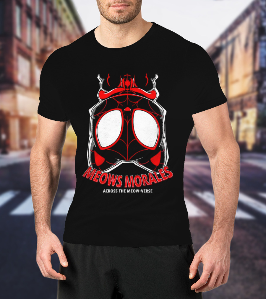Meows Morales Across The Meow-Verse Spider Cat Mask T-Shirt