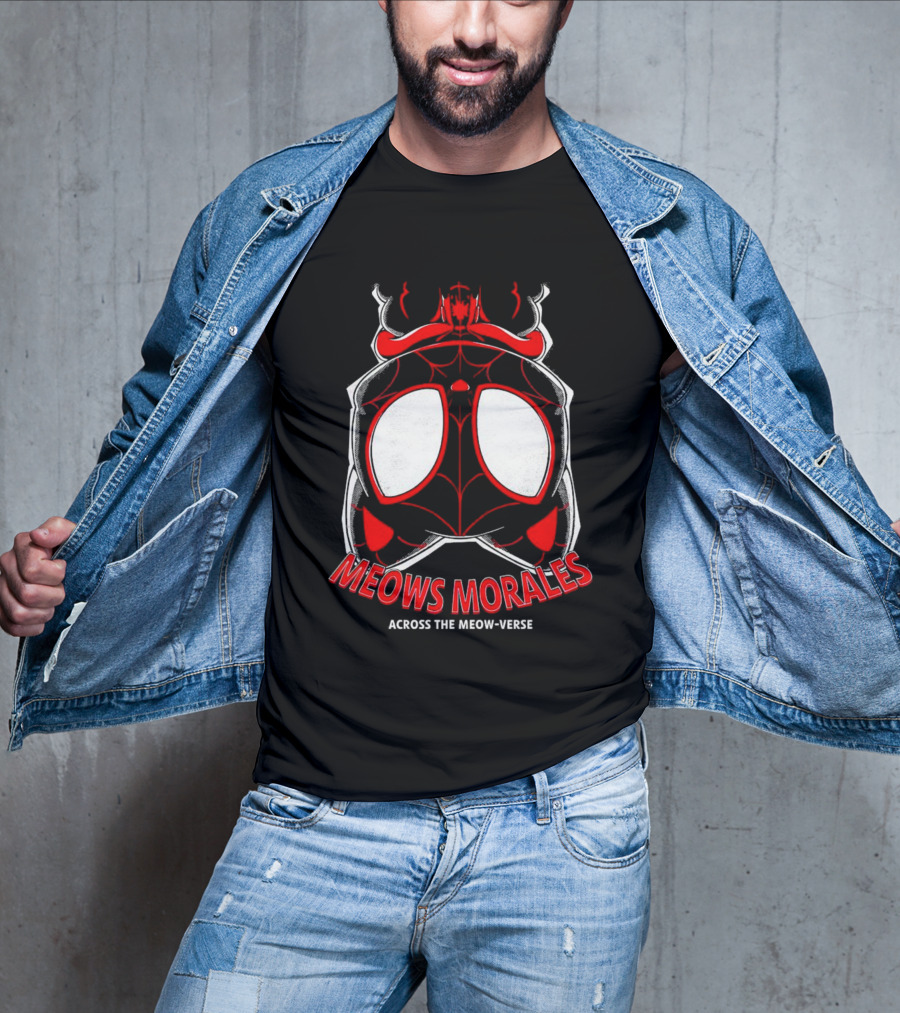 Meows Morales Across The Meow-Verse Spider Cat Mask T-Shirt