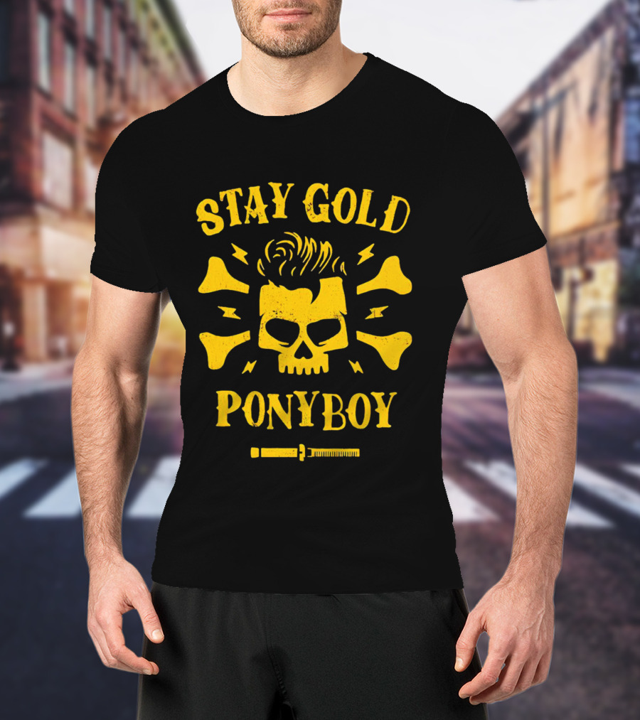 Stay Gold Ponyboy Skull With Comb And Bones T-Shirt