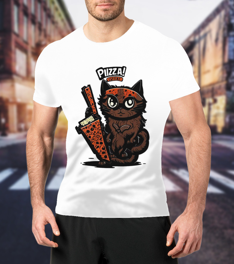 Pizza Cat Cattfat Meow That's A Good Slice T-Shirt