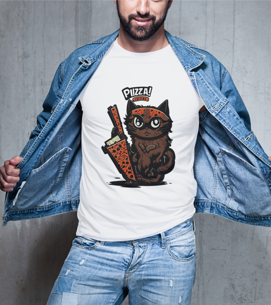Pizza Cat Cattfat Meow That's A Good Slice T-Shirt