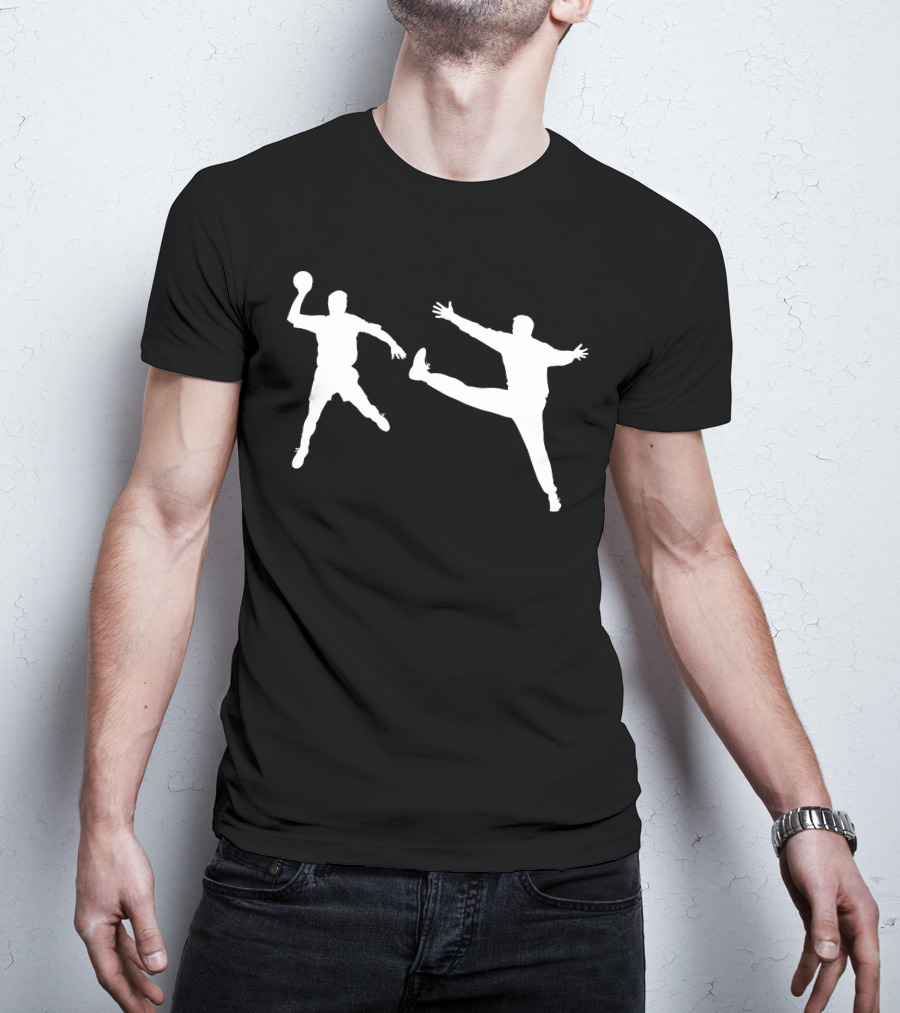 Handball Player And Goalkeeper Silhouettes T-Shirt
