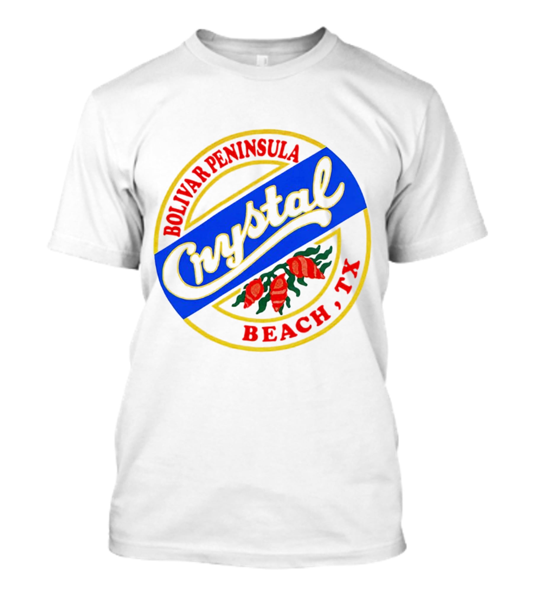Bolivar Peninsula Crystal Beach TX Shells Circle Badge T-Shirt