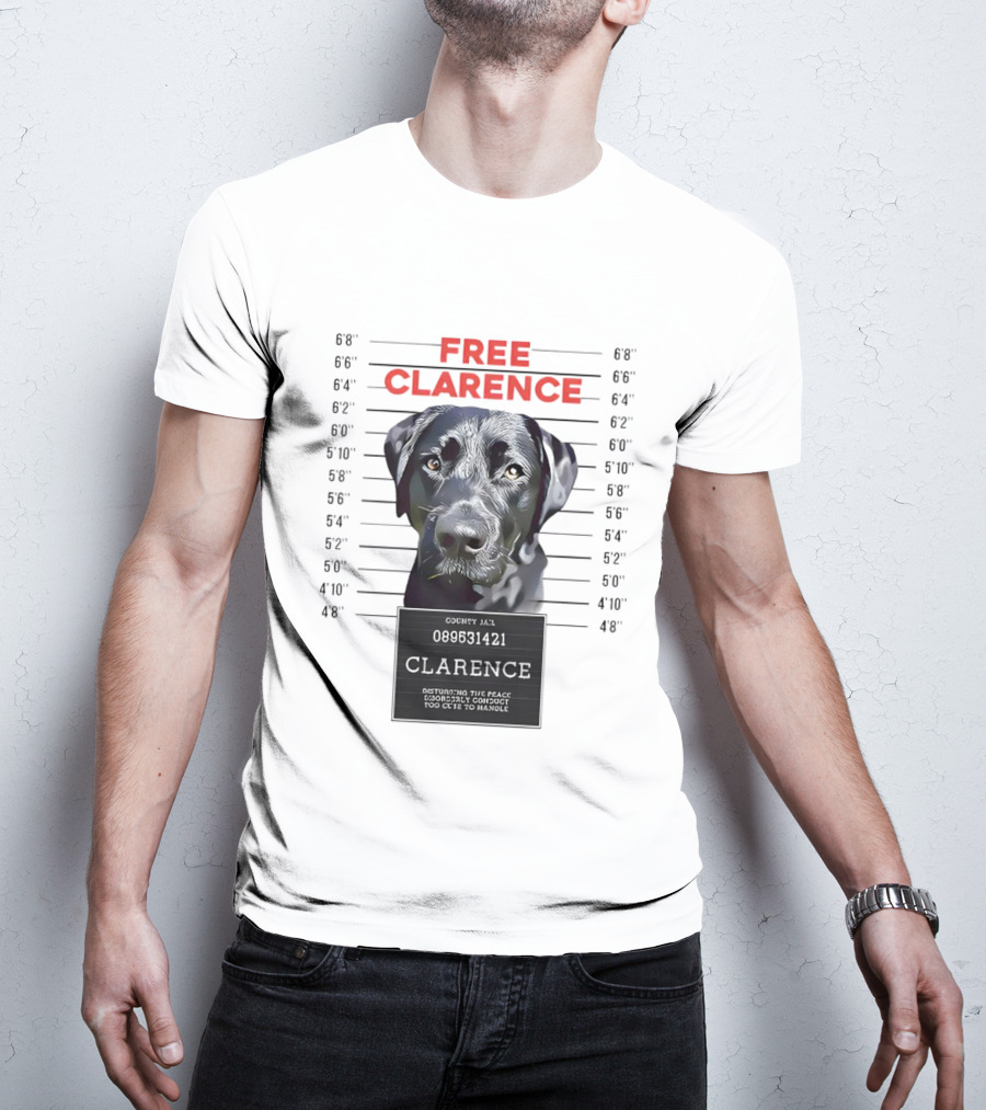 Free Clarence Mugshot Dog T-Shirt